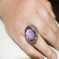 Sterling Silver certificirana ljubičasta ametista Valentines muški poklon prsten Veličina 8