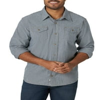 Wrangler muški dugi rukavi Premium Slim Fit traper košulja