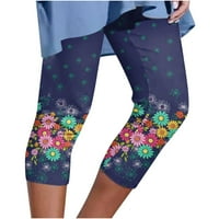 Ženske uske hlače s modnim printom s elastičnim strukom, joga hlače s cvjetnim printom, ošišane Capri hlače