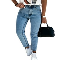 Ženske hlače A-liste, čvrste uske traperice s patentnim zatvaračem s kopčom