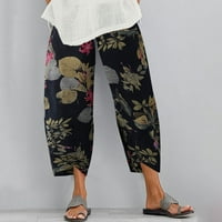 Booker ženski vintage otisak labave hlače elastični struk capri casual hlače