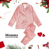 Lagana satenska pidžama za ženske obiteljske pidžame postavljene podudarne božićne prugaste hlače za tisak obiteljske