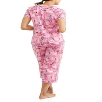 Ženska pidžama majica i Capri hlače za spavanje 2-dijelni set odjeće za spavanje