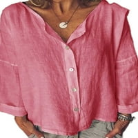Uerlsty žene dugi rukavi v majice za vrat vrhovi Ladies Bagggy casual bluze Tee plus veličina