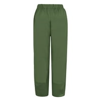 Žene modno casual ispis džep preklopi labave hlače pune duljine zelena veličina xxl