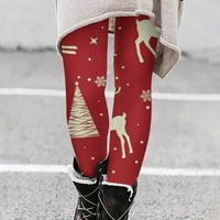 Ženske jesenske i zimske hlače modni božićni tisak ženske hlače dame rastezljive meke tople gamaše ženke elastične