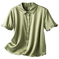 + Ljetne široke košulje od svile i satena za žene, udobna ležerna bluza, široke košulje kratkih rukava, labavi