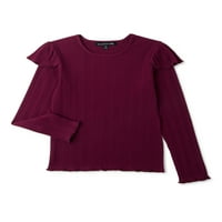 Ugodna Rebrasta košulja s naborima na ramenima za djevojčice u veličinama 4-18