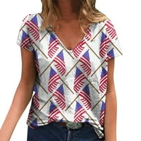 Dan neovisnosti za Žene, Ležerne ljetne majice s printom za žene, vrhovi s izrezom u obliku slova u, bluza s printom