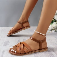 Ženske ljetne modne Ležerne obične ravne cipele na plaži s otvorenim prstima u rimskom stilu Plus size sandale