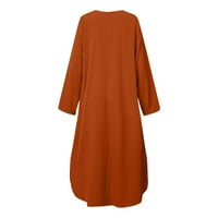 Plus veličina Svečane haljine za žene ženske ležerne labave pulovera s V-izrezom Dugi rukavi Čvrsta boja džepa