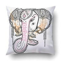 Boho ukrasni slon na pozadini akvarela etnička vintage jastučnica za bacanje jastuka
