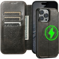 Case Wallet za iPhone Pro Ma Wallet Case [kompatibilan s Magsafe] Magnetska kožna flip folio naslovnica Kickstand