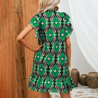 Tking Fashion's Summer Summer Casual Boho tiskanih labavih haljina za ruffle kratke rukave O-Neck Mini haljine