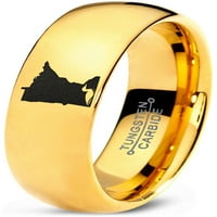 Muški i ženski udobni prsten od volframa od 18k žutog zlata poliran kupolom