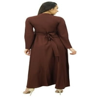 Bimba ženski dugi rukav čvrsta abaya maxi jilbab casual haljina