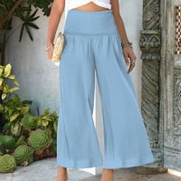 Ljetne ženske Capri hlače od pamuka i lana, uske hlače za slobodno vrijeme, ošišane hlače za plažu, modne jednobojne