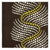 Geometrijski tepih od vune u polka točkicama, smeđa i bež, 2' 6 12'