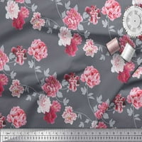 Pamučna Pletena tkanina s cvjetnim printom ruže i lišće, zanatska tkanina širine dvorišta