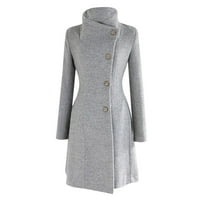 jakne za žene, kaput za žene, zimski vuneni kaput s okruglim vratom i reverom, kaput s dugim rukavima, gornja