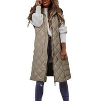 Ženski kaput ležerna čvrsta jakna s kapuljačom prsluk s patentnim zatvaračem labavi kaput bez rukava bez rukava