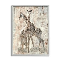 Više, visoke žirafe, par prekrivenih pjegavih uzoraka, grafički dizajn u sivom okviru, zidni tisak, dizajn nepoznatog