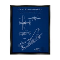 Stupell Industries živog zrakoplova nacrt patenta grafičke umjetnosti Jet Black Floating Framed Canvas Umjetnost