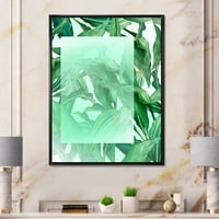 DesignArt 'tropsko palmino zeleno lišće pod bijelim pravokutnikom' nautički i obalni uokvireni platno zidni umjetnički