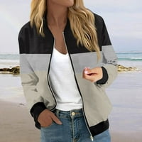 Gdfun jakne za žene dugi rukavi lagani zip up ošišan modni tisak vanjska odjeća casual jakne s jaknama s džepovima