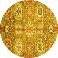 Moderni unutarnji tepisi tvrtke mumbo, Okrugli, apstraktno žuti, perivi u stroju, promjera 7 inča