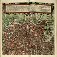 24 x36 poster galerije, karta sjevernog Rima 1612