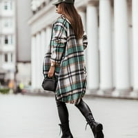Trenč Kaputi za žene, ženska modna casual casual Karirana jakna s kapuljačom i dugim rukavima srednje duljine,