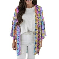 Tbopshirt Cardigan za žene, modni modni modni ljetni tisak labavi pijesak krema za sunčanje tanki stil bluza bluza