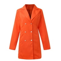 Ženska jesen i zimska jakna s dugim rukavima Čvrsta boja dvostruko grudi tanko odijelo gornji dio xxl narančaste