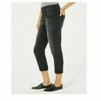 & & Ženske crne traperice s džepovima od pamučne mješavine niskog rasta s ravnim nogavicama