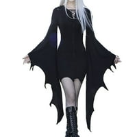 Ženske retro gotičke mini haljine s lepršavim rukavima s leptir mašnom za Noć vještica