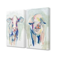 Stupell Home Décor Šarena slika za životinje krave i svinje platno zidna umjetnost Jennifer Paxton Parker