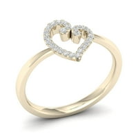 1 10CT TDW Diamond 10k žuto zlato modni prsten otvorenog srca