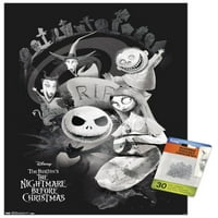 Disnejev plakat Tima Burtona noćna mora prije Božića - drveni magnetski uokvireni Zidni plakat, 22.375 34