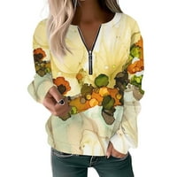 Kuglicefhk žene dukserice pulover osnovna četvrtina zatvarača s dugim rukavima cvjetovi cvjetovi casie casual