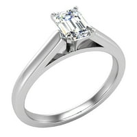 Dijamantni zaručnički prsten za žene s 4 zupca, certificiran od 14k, 0K, Bijelo zlato