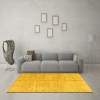 Moderni tepisi, Okrugli, sa apstraktnim žutim uzorkom, 6 inča, mogu se prati u perilici rublja.
