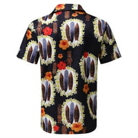 Simplemasygeni muški vrhovi ljetni zazor kratki rukavi havajski print majica kratkih rukava