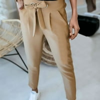 ženske hlače širokih nogavica ženske lanene hlače ljetne Ležerne kapri hlače s elastičnim strukom modne široke