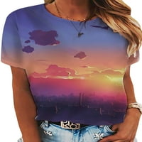 Topovi za žene s grafičkim printom bluze boho ljetna tunika na plaži majica kratkih rukava majica s zvjezdanim