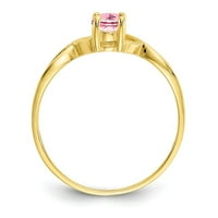 set ovalnih poliranih zubaca od žutog zlata 10K s ružičastim turmalinom veličina prstena nakit pokloni za žene