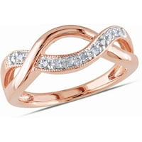Dijamantni naglasak od ružičastog rodija na križnom prstenu od srebra