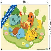 Pokemon-Pikachu i Kanto prvi partner, Pokemon zidni poster s gumbima, 22.375 34