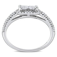 Carat T.W. Dijamantni 10KT bijeli zlatni quad halo zaručnički prsten