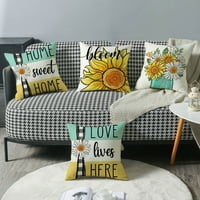 U Ljetni jastuk za print Suncower Print pokriva cvjetne sive i bijele jastuke ukrasi za kauč na kauču